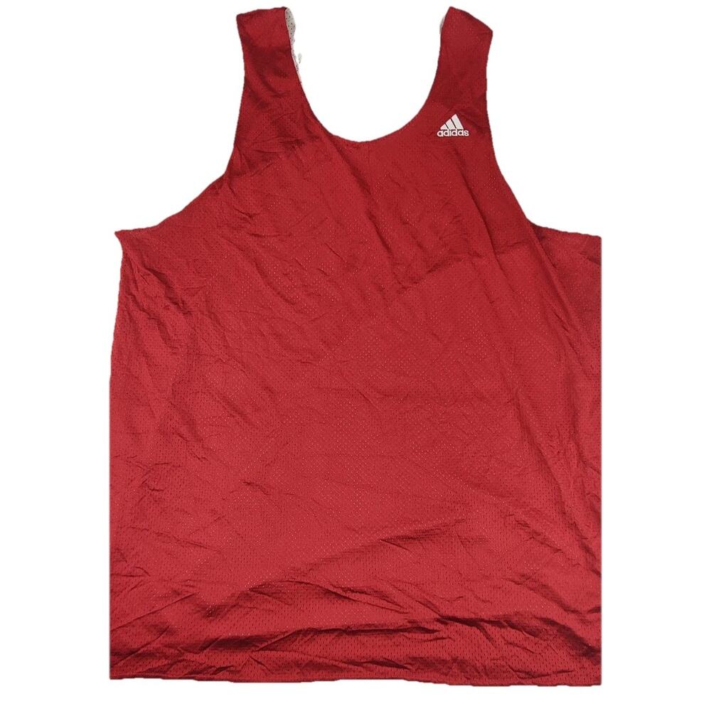 Adidas Basketball Jersey Mens 2XL Red Sleeveless Tank Top Mesh Athletic Practice